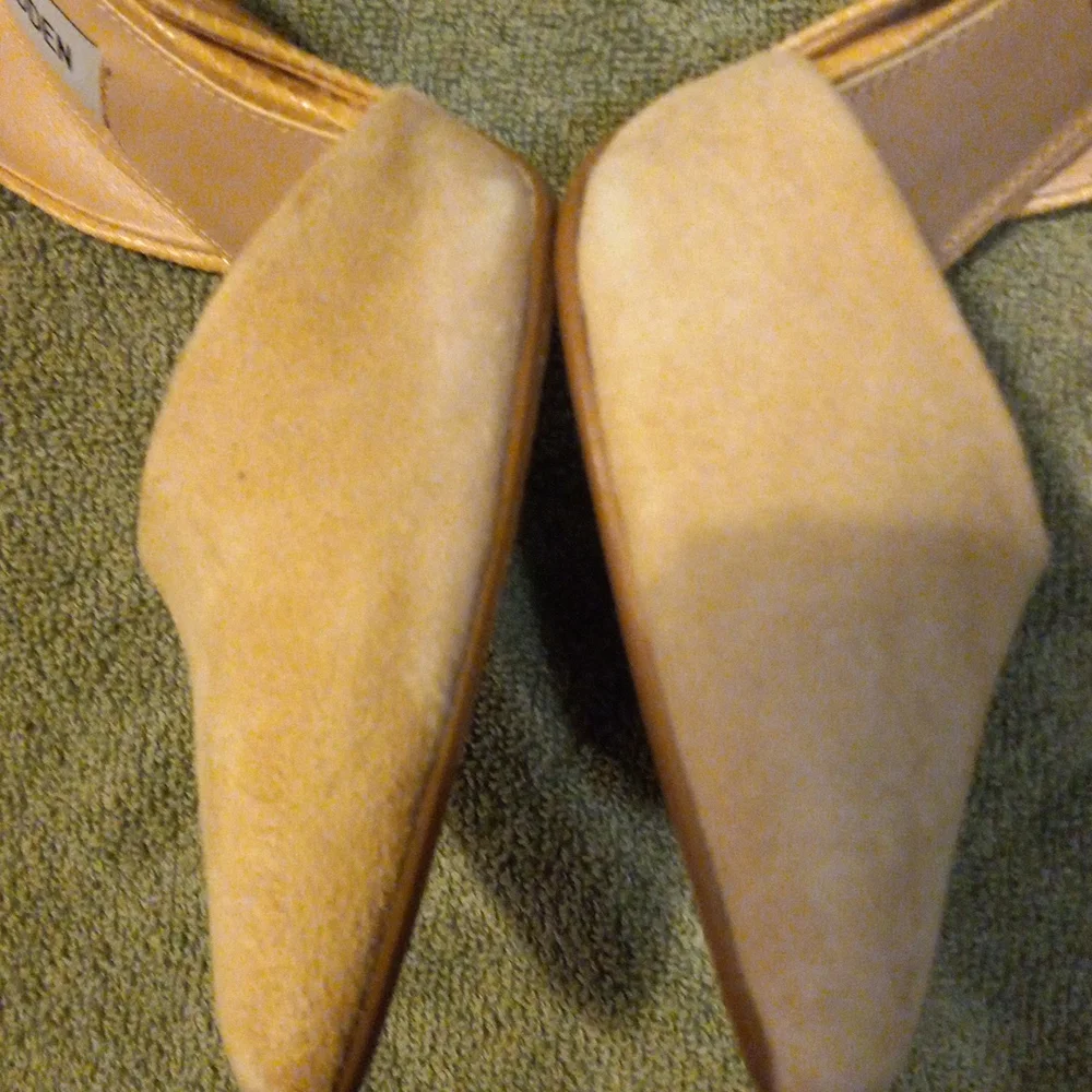 Steve Madden Valko D’Orsay Heels Nude Multi-Color Suede and Snakeskin Size 7 - Picture 3 of 12
